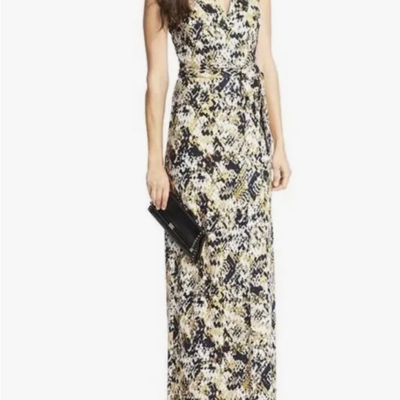 Diane Von Furstenberg Black Silk Jersey Yahzi Straight Wrap Maxi Dress 8 EPC - Picture 14 of 14